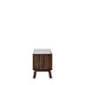 side on cut out image of dark wood marble top tv unit