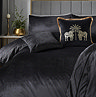 Montrose Duvet Cover Set in black on bed image