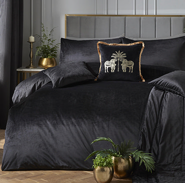 Montrose Duvet Cover Set in black on bed image
