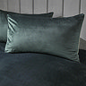 Montrose duvet cover set in bottle green on bed image 2