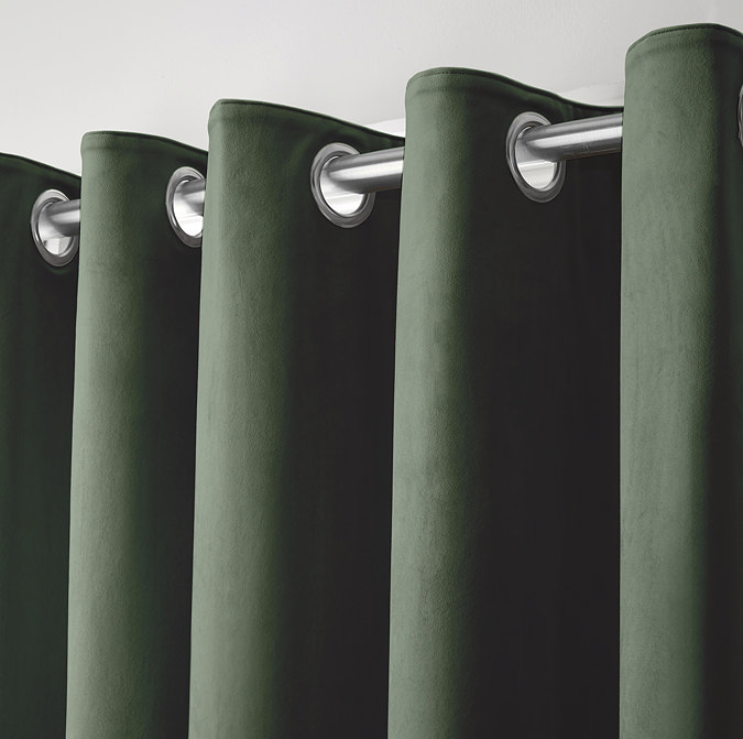 Montrose Curtains in bottle green on wall image 3