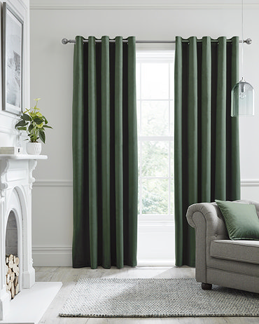 Montrose Curtains in bottle green on wall image 2