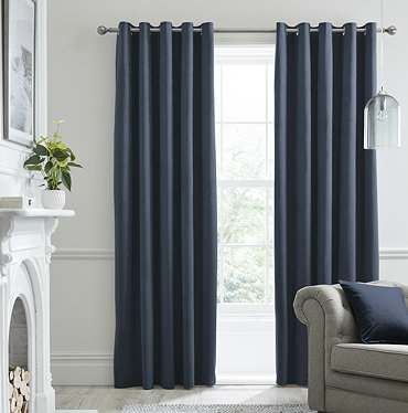 Montrose Curtains in navy on wall image 2