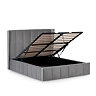 image cut out on white background of ottoman bed with slatted base lifted up to show storage space