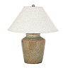 Mottura Table Lamp in green with edged linen shade