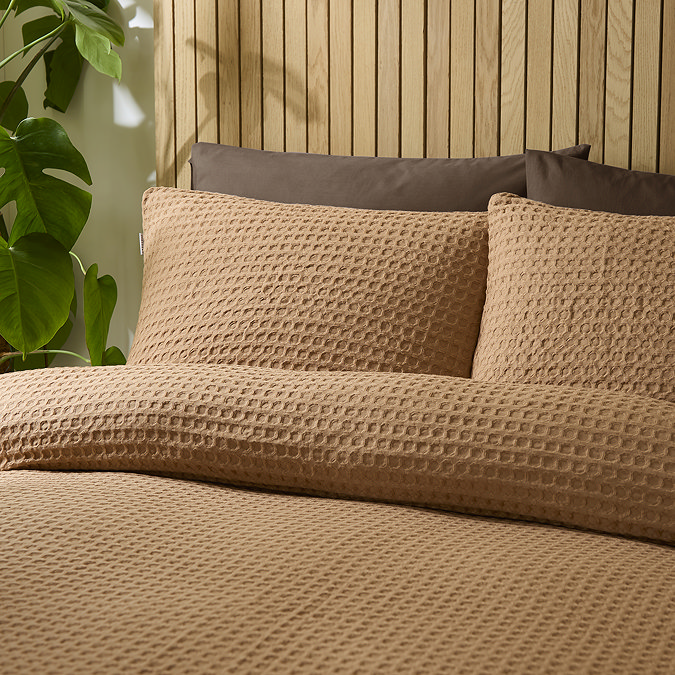 Muscat Waffle Duvet Cover Set - Caramel carousel image