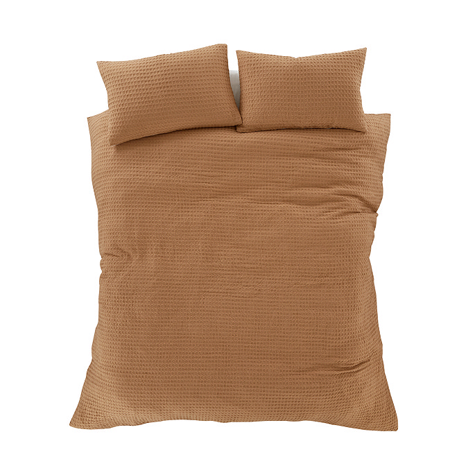 Muscat Waffle Duvet Cover Set - Caramel carousel image