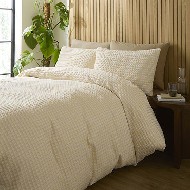 Muscat Waffle Duvet Cover Set - Natural carousel image