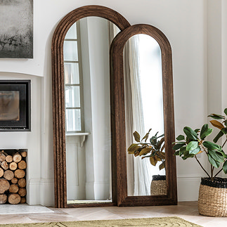 Naples Slim Arched Floor Mirror - Walnut main image