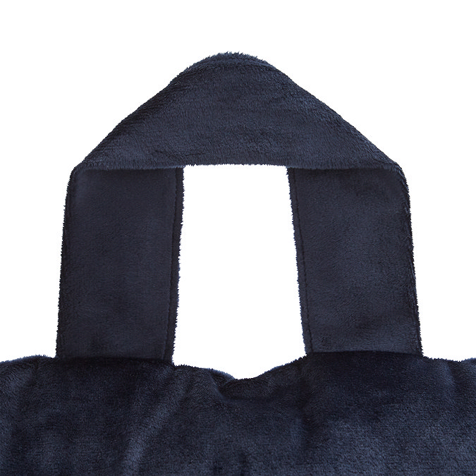 Velvet Cuddle Chair cushion in navy handle close up image 3