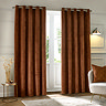 Neptune Copper Feather Cushion image with matching eyelet curtains