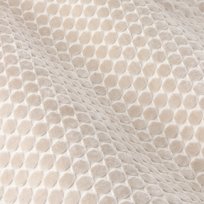 Neptune Eyelet Curtains in champagne close up texture image