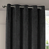 Neptune Charcoal Eyelet Curtains over a window close up image