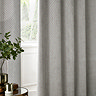 Neptune Eyelet Curtains in Silver over a window close up image