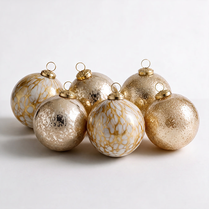 Niamh Set of 6 Tree Glass Baubles 10cm