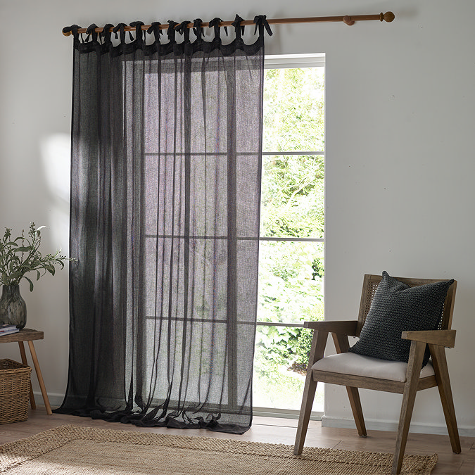 Nimbus Tie Top Sheer Curtain Panel over a window image