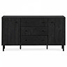 front on cut out image of black geometric sideboard with black legs