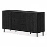 cut out angled image of black sideboard with geometric front and black legs