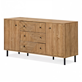 cut out image of 2 door three drawer sideboard with black handles and legs