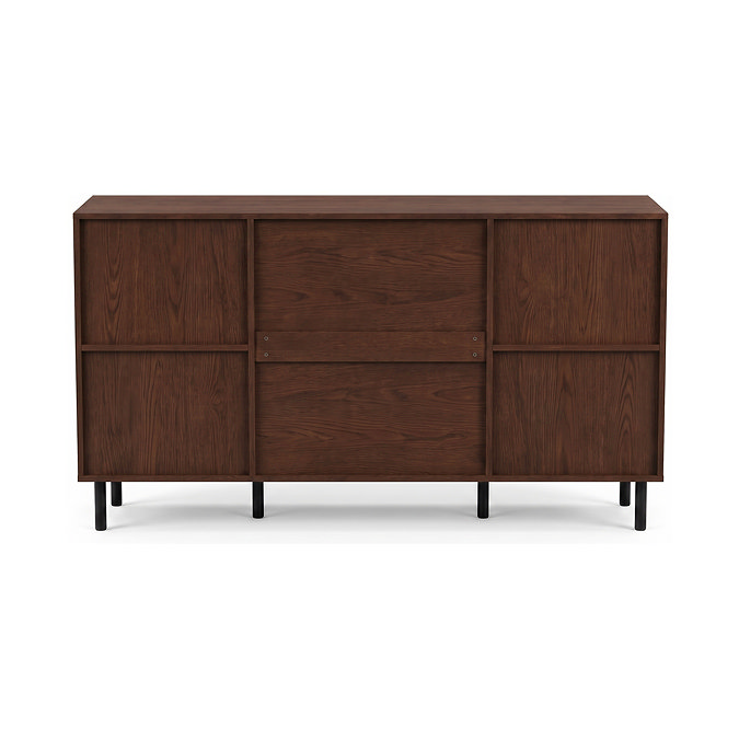 cut out back image of walnut sideboard with black legs