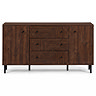 front on cut out image of 2 door 3 drawer sideboard with black handles and legs
