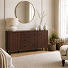 lifestyle image of walnut geometric sideboard