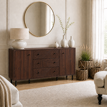 cut out image of walnut geometric sideboard