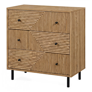 cut out image of 3 drawer oak geometric chest
