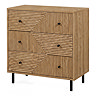 cut out image of 3 drawer oak geometric chest