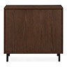 cut out back facing image of three drawer chest in walnut