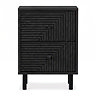 front on cut out image of black geometric bedside table