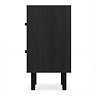side on cut out image of black geometric bedside table