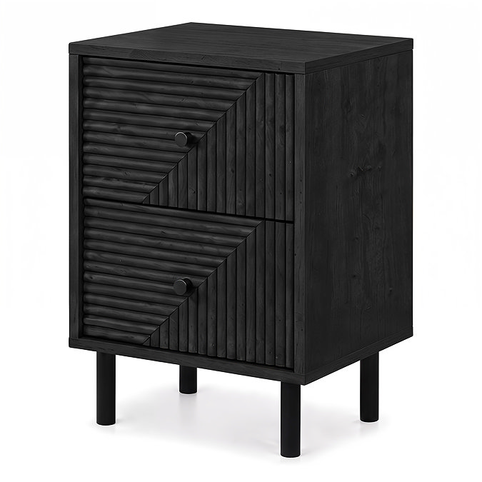 cut out image of black geometric bedside table with two drawers