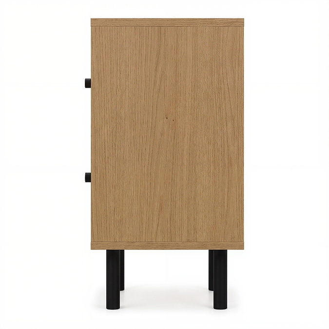 side on cut out image of oak 2 drawer bedside table