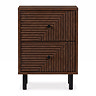 front on image of two drawer bedside table with black legs and geometric front design