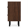 side on cut out image of walnut coloured two drawer bedside table