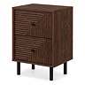 cut out image of geometric walnut coloured bedside table with two drawers