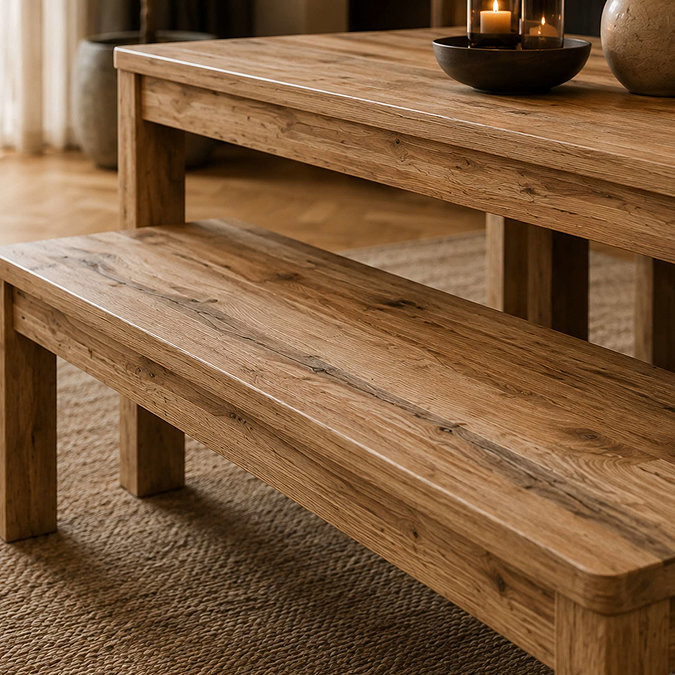 Oakham dining table and bench set