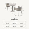 cut out of woven bistro set with dimensions specification written below