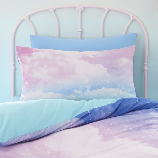 Ombre rainbow clouds duvet cover image