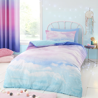 Ombre rainbow clouds duvet cover image