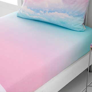 Ombre rainbow clouds fitted sheet