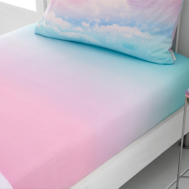 Ombre rainbow clouds fitted sheet