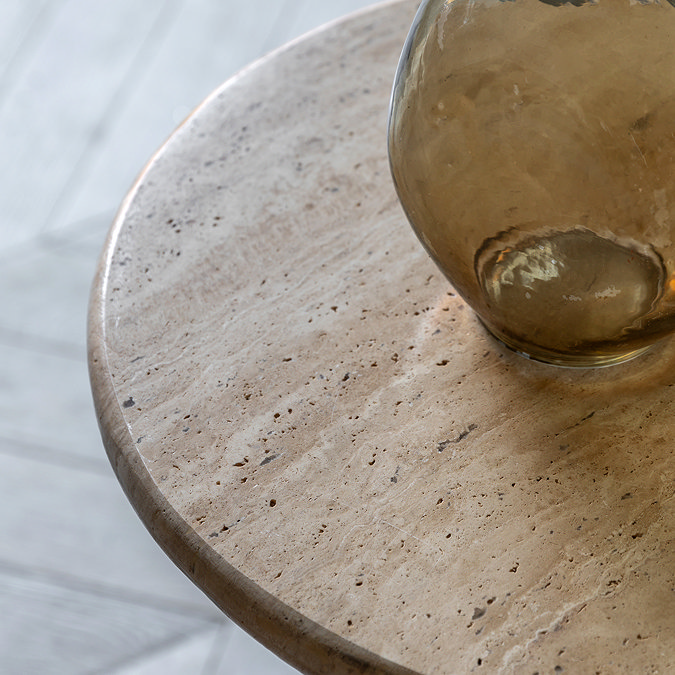 Onawa Mango wood and travertine side table