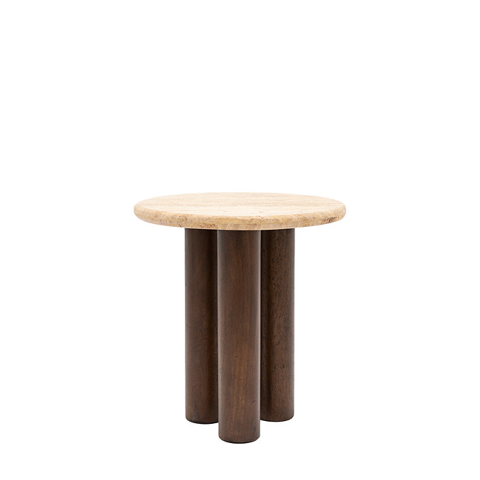 Onawa Mango wood and travertine side table