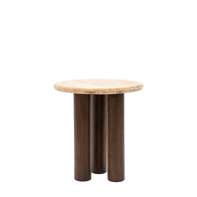 Onawa Mango wood and travertine side table