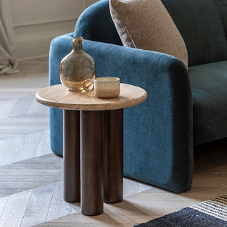 Onawa Mango wood and travertine side table