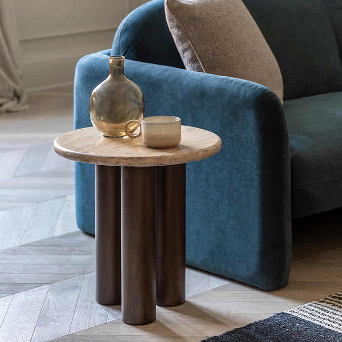 Onawa Mango wood and travertine side table