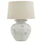 large ceramic lamp with linen shade image, cut out on white background