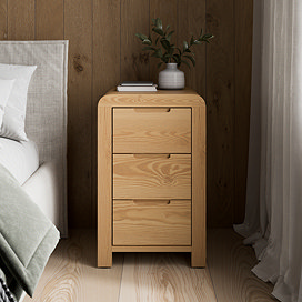 Oslo Solid Wood 3 Drawer Bedside Table - Oak main image